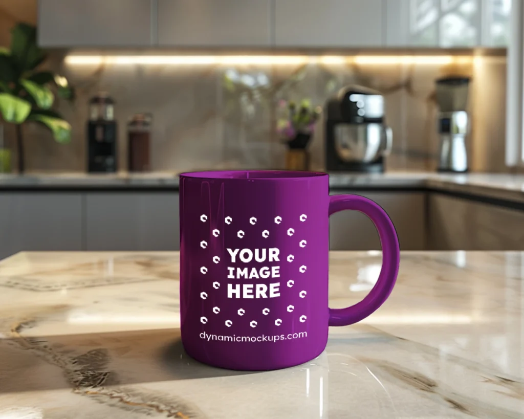 15oz Blank Purple Ceramic Coffee Mug Mockup Template