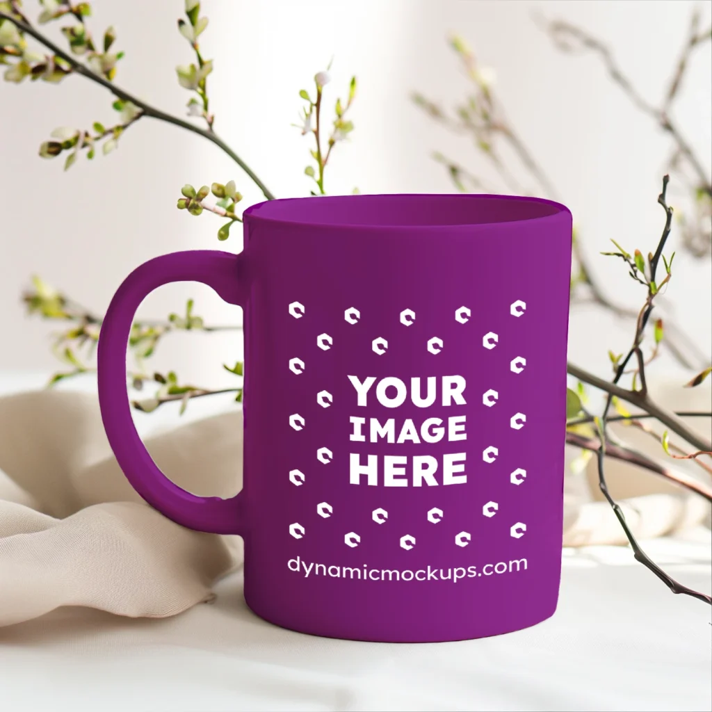 15oz Blank Purple Ceramic Coffee Mug Mockup Template