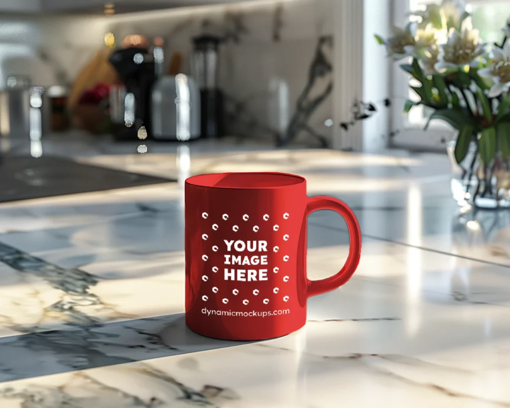 15oz Blank Red Ceramic Coffee Mug Mockup Template