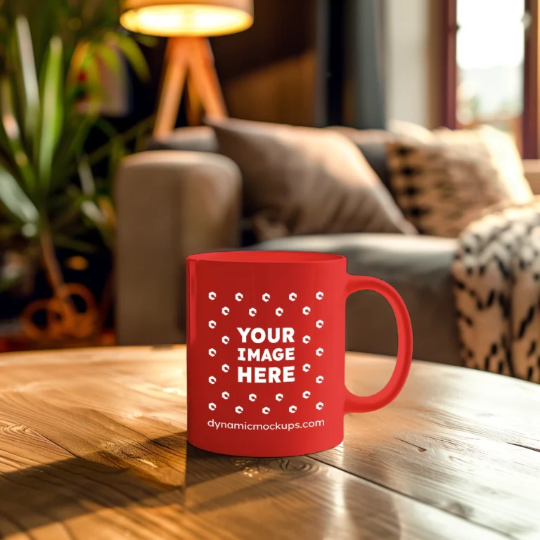 15oz Blank Red Ceramic Coffee Mug Mockup Template