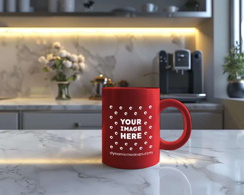 15oz Blank Red Ceramic Coffee Mug Mockup Template