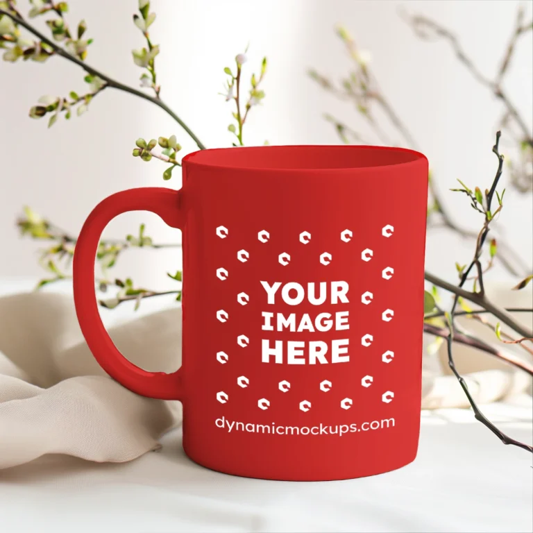 15oz Blank Red Ceramic Coffee Mug Mockup Template