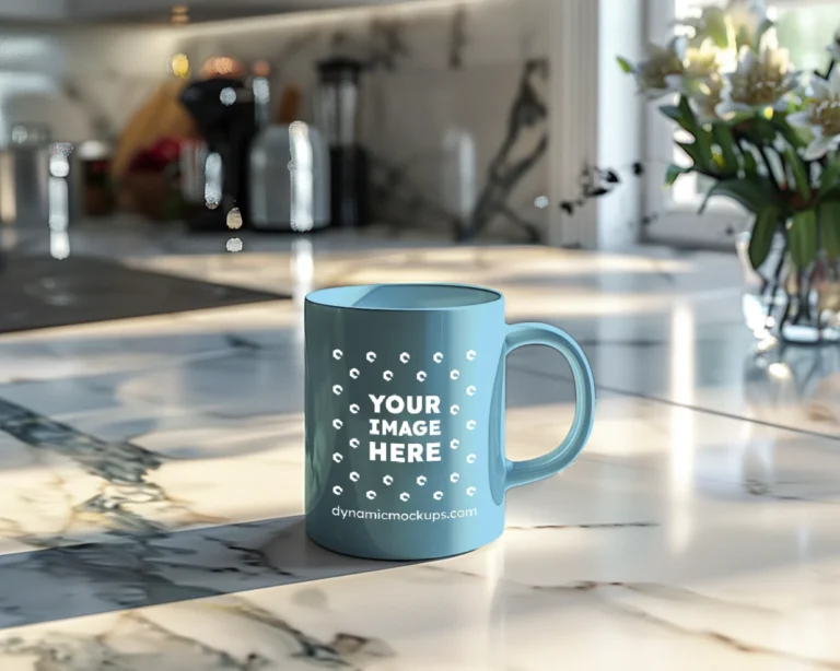 15oz Blank Sky Blue Ceramic Coffee Mug Mockup Template