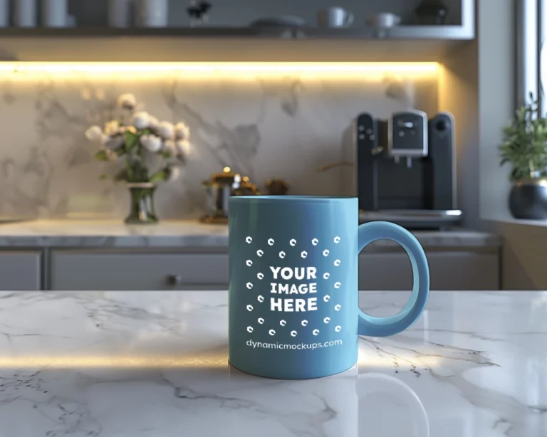 15oz Blank Sky Blue Ceramic Coffee Mug Mockup Template