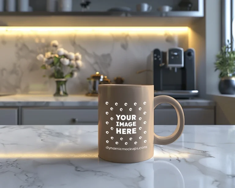 15oz Blank Tan Ceramic Coffee Mug Mockup Template