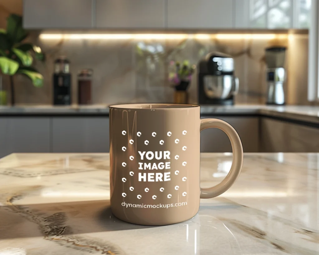 15oz Blank Tan Ceramic Coffee Mug Mockup Template