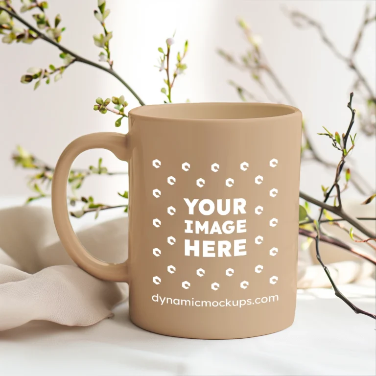 15oz Blank Tan Ceramic Coffee Mug Mockup Template