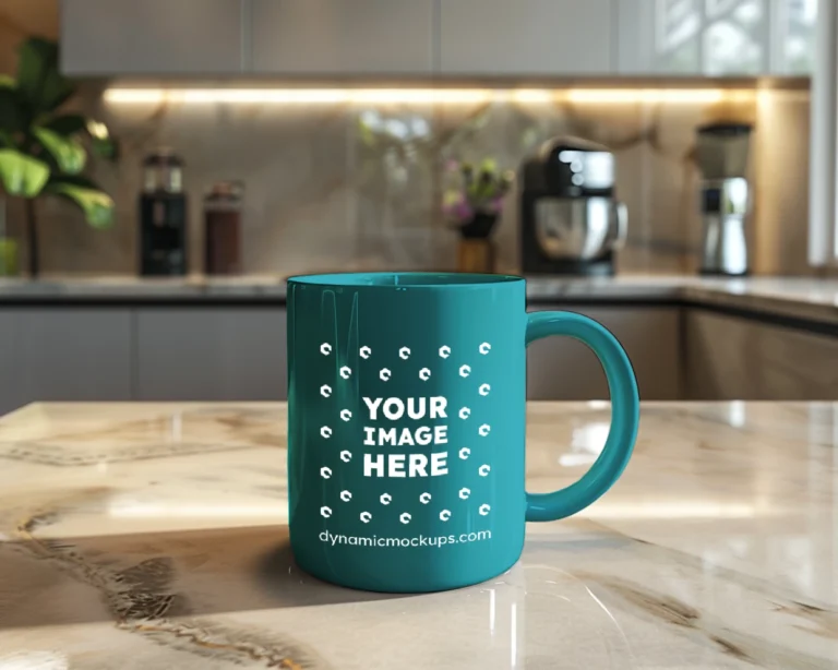 15oz Blank Teal Ceramic Coffee Mug Mockup Template