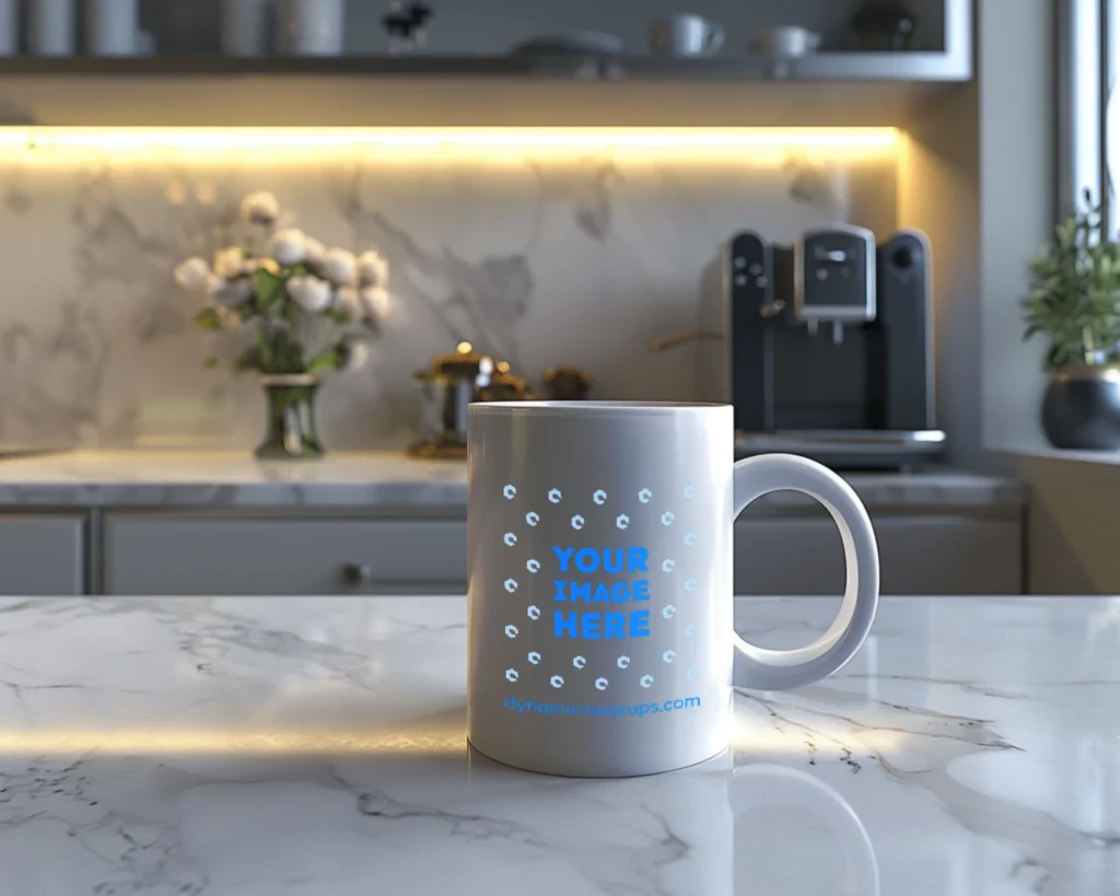 15oz Blank White Ceramic Coffee Mug Mockup Template