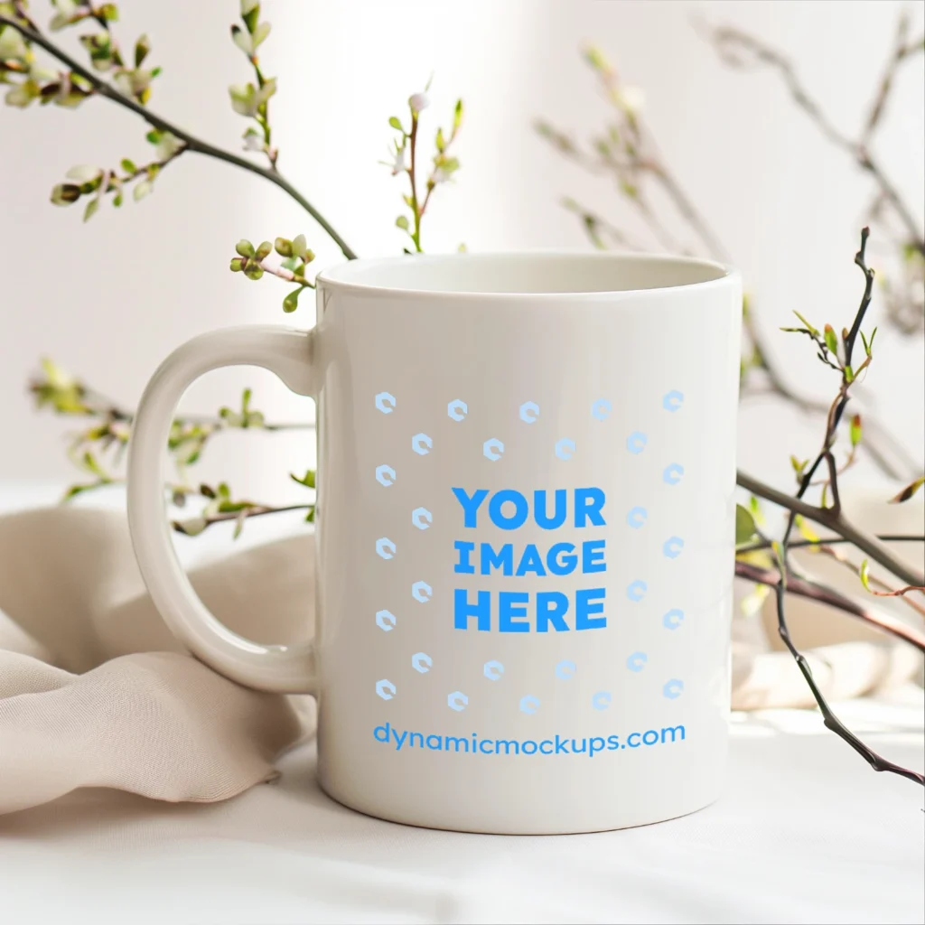 15oz Blank White Ceramic Coffee Mug Mockup Template