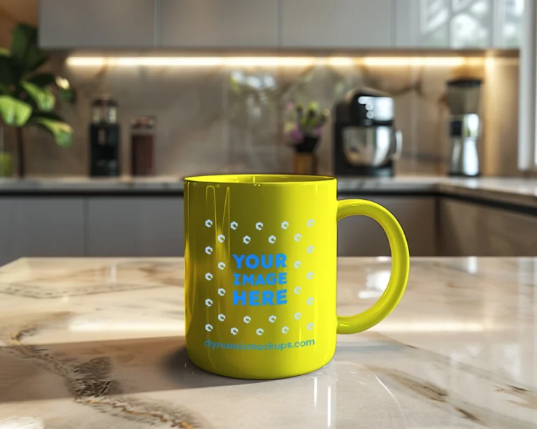 15oz Blank Yellow Ceramic Coffee Mug Mockup Template