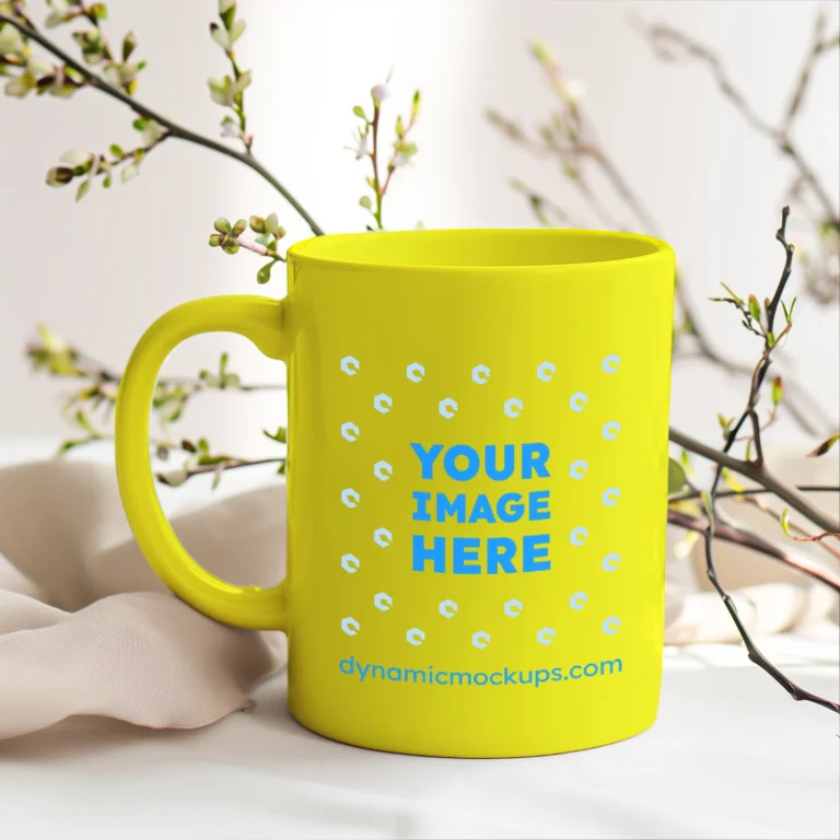 15oz Blank Yellow Ceramic Coffee Mug Mockup Template