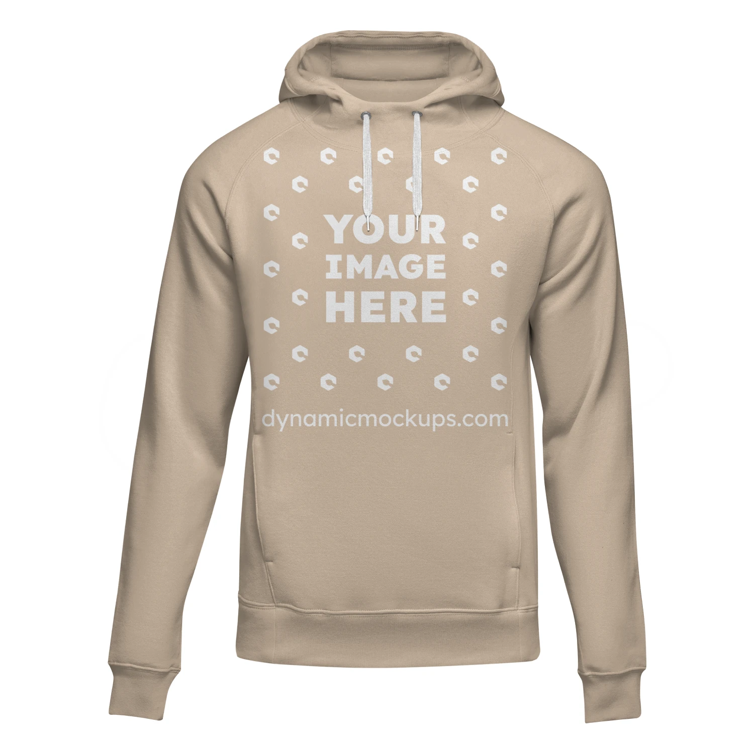 3D Beige Hoodie Mockup Front View Template