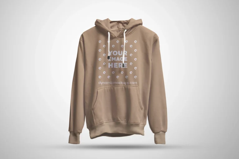 3D Beige Hoodie Mockup Front View Template