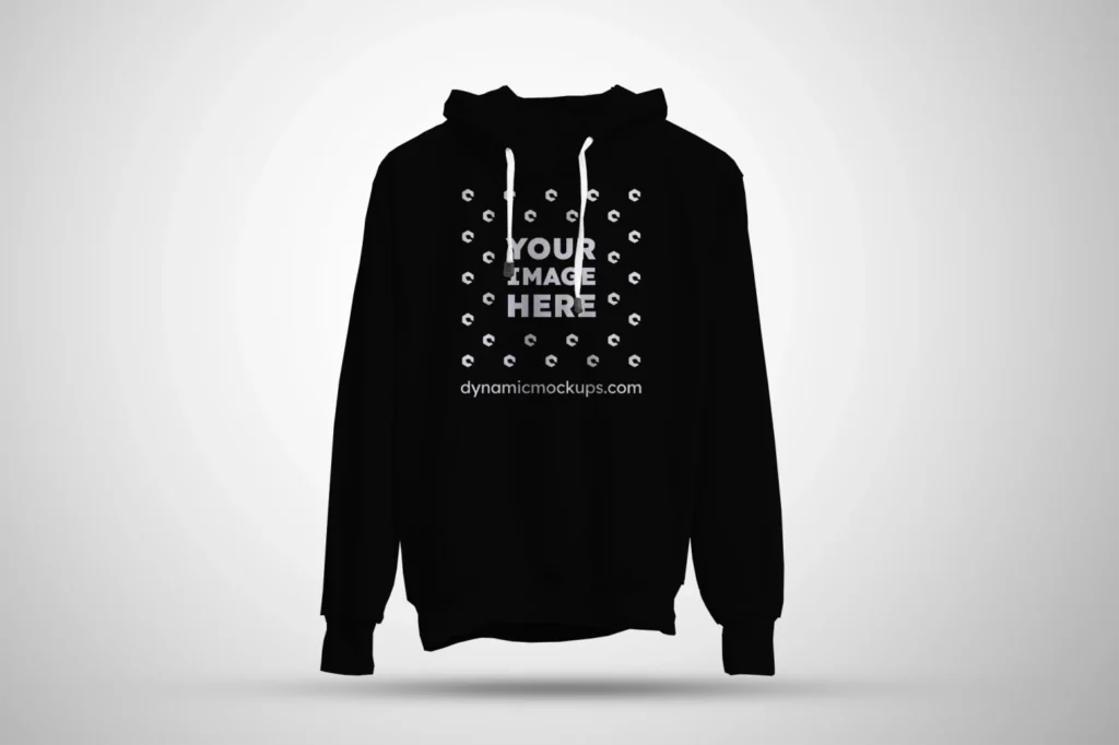 3D Black Hoodie Mockup Front View Template