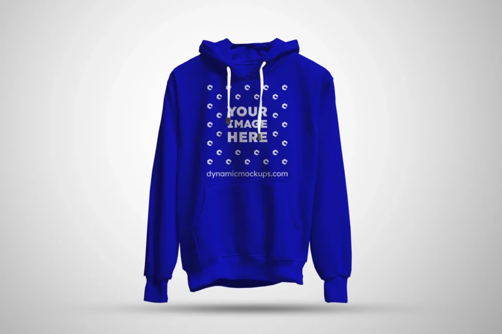 3D Blue Hoodie Mockup Front View Template