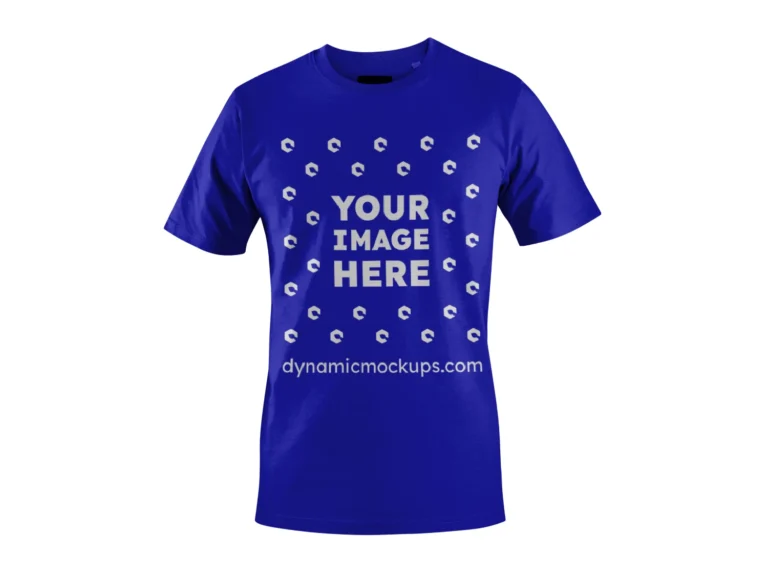 3D Blue T-shirt Mockup Front View Template