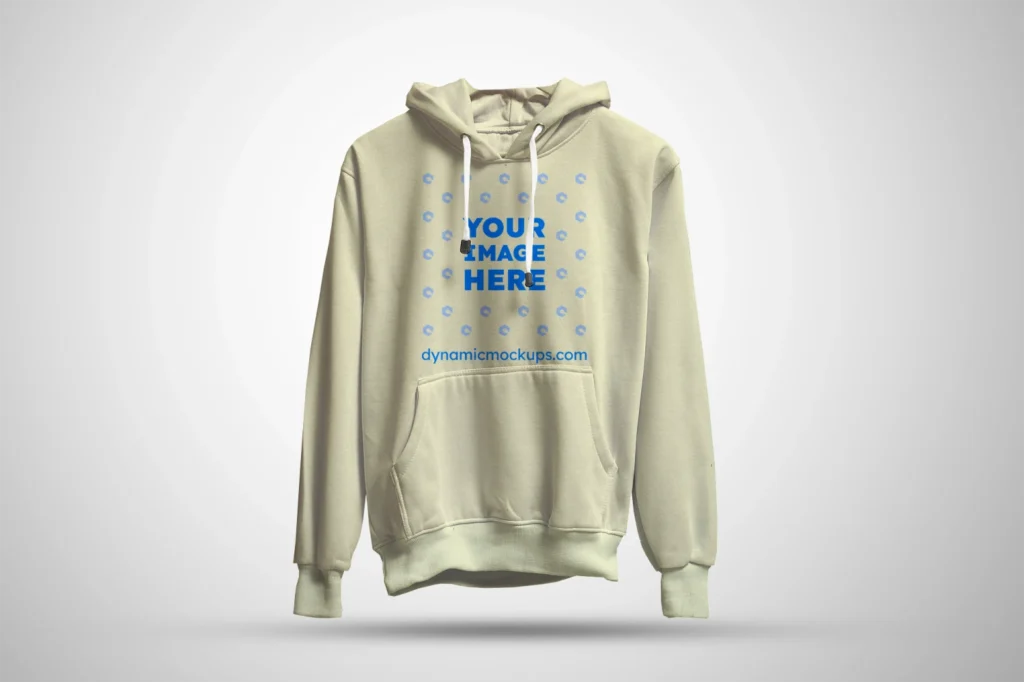 3D Cream Hoodie Mockup Front View Template