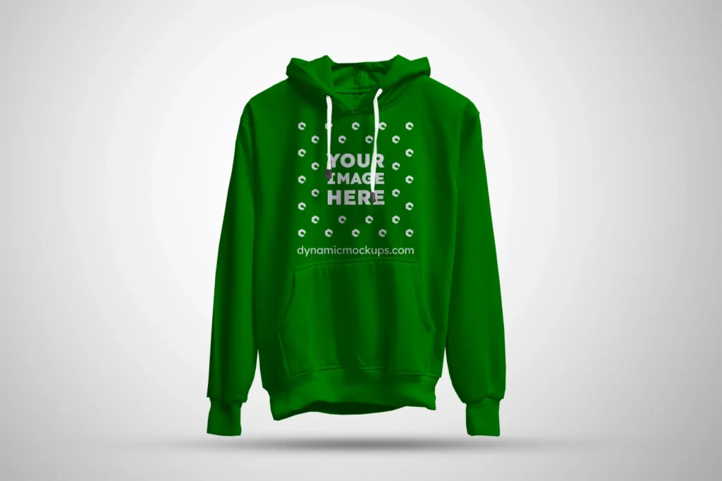 3D Green Hoodie Mockup Front View Template