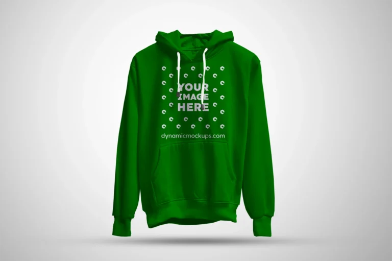 3D Green Hoodie Mockup Front View Template