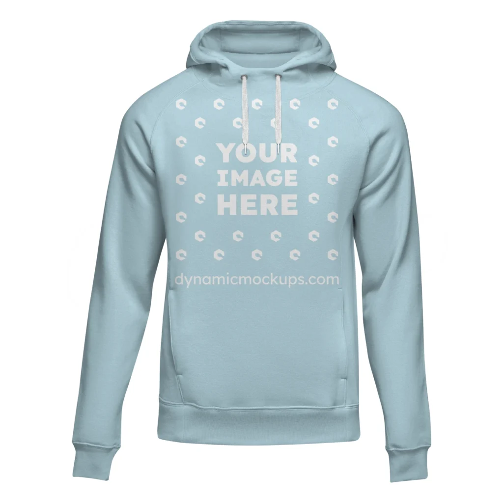 3D Light Blue Hoodie Mockup Front View Template