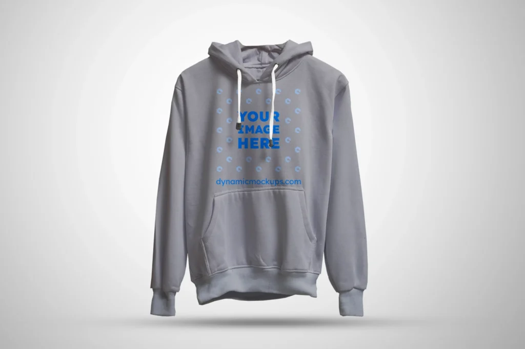 3D Light Gray Hoodie Mockup Front View Template