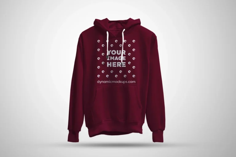 3D Maroon Hoodie Mockup Front View Template