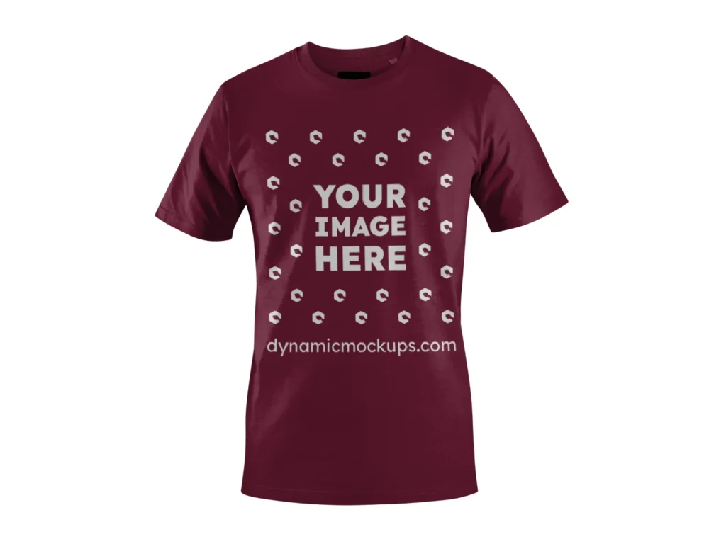 3D Maroon T-shirt Mockup Front View Template