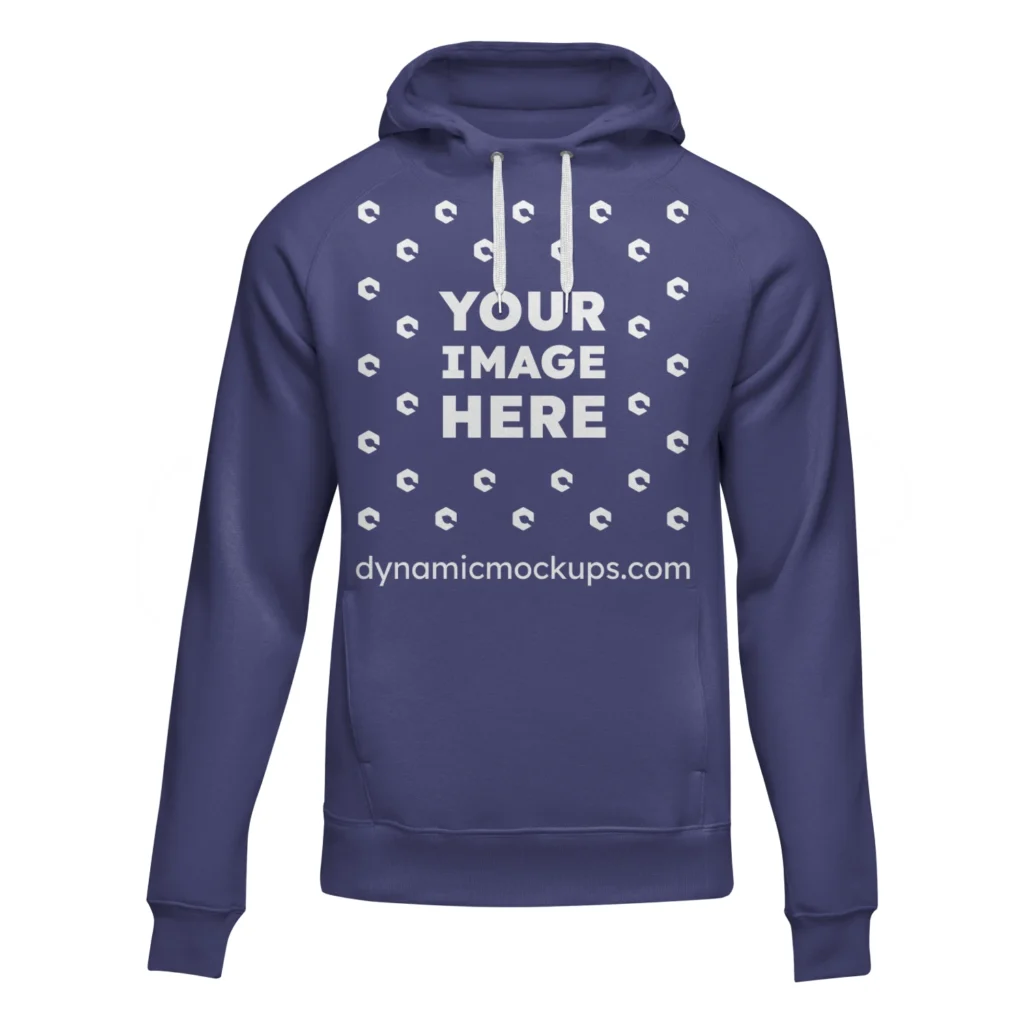 3D Navy Blue Hoodie Mockup Front View Template