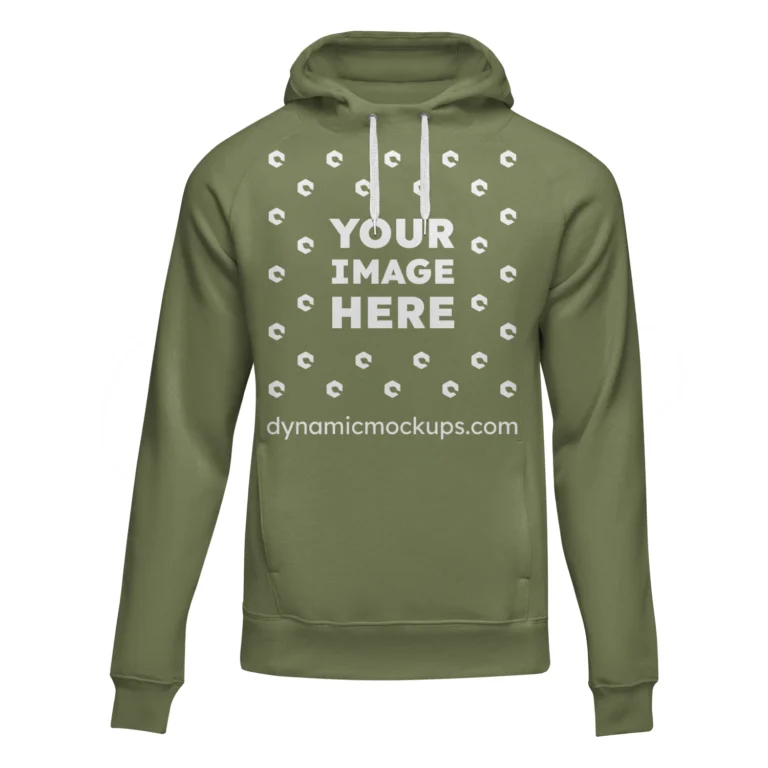 3D Olive Green Hoodie Mockup Front View Template