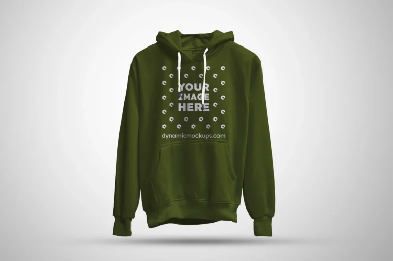 3D Olive Green Hoodie Mockup Front View Template