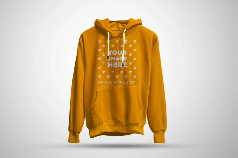 3D Orange Hoodie Mockup Front View Template