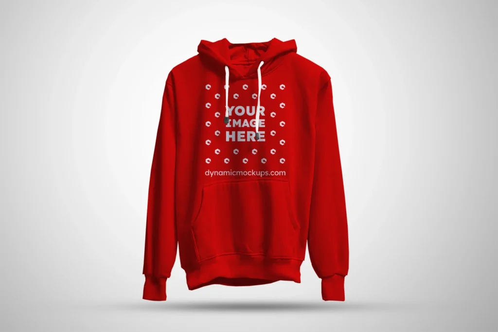 3D Red Hoodie Mockup Front View Template