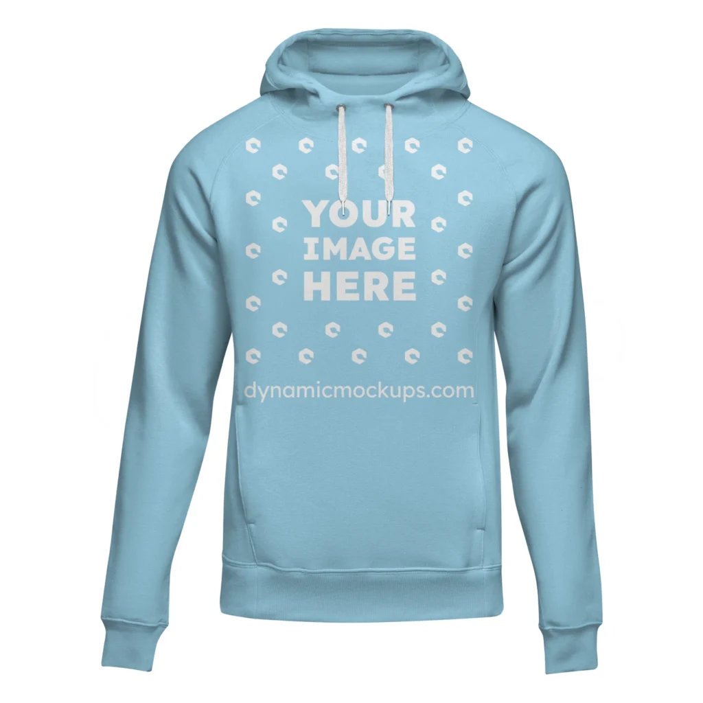 3D Sky Blue Hoodie Mockup Front View Template