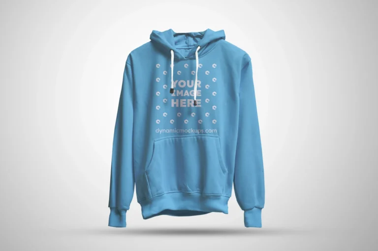 3D Sky Blue Hoodie Mockup Front View Template