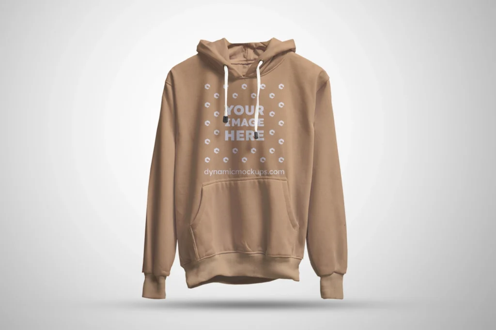 3D Tan Hoodie Mockup Front View Template