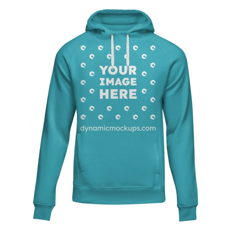 3D Teal Hoodie Mockup Front View Template