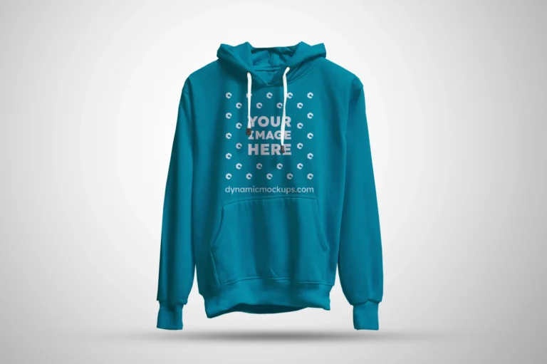 3D Teal Hoodie Mockup Front View Template