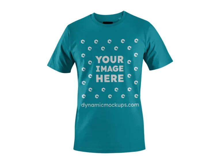 3D Teal T-shirt Mockup Front View Template