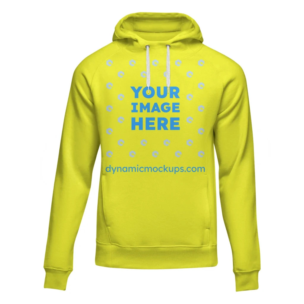 3D Yellow Hoodie Mockup Front View Template