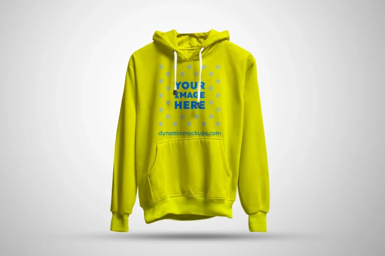 3D Yellow Hoodie Mockup Front View Template