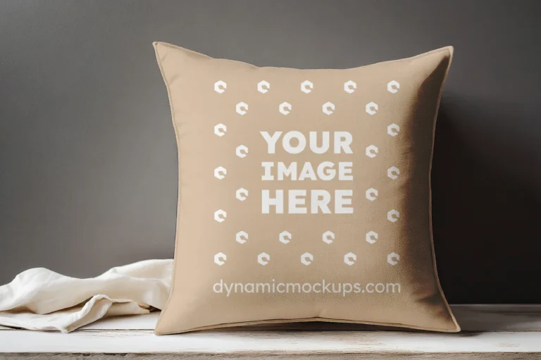 Beige Square Pillow Cover Mockup Template