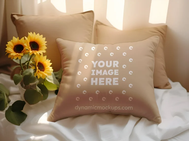 Beige Square Pillow Cover Mockup Template