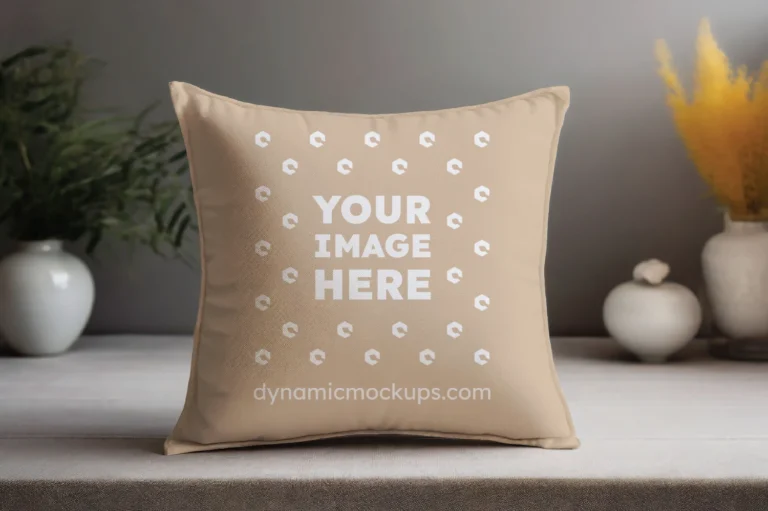 Beige Square Pillow Cover Mockup Template