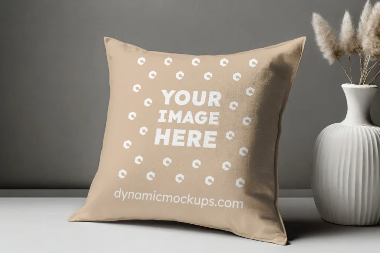 Beige Square Pillow Cover Mockup Template