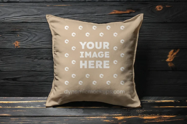 Beige Square Pillow Cover Mockup Template