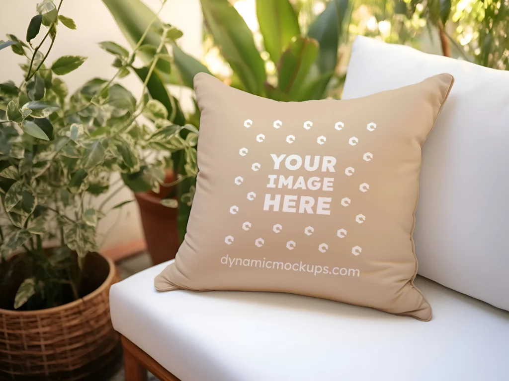 Beige Square Pillow Cover Mockup Template