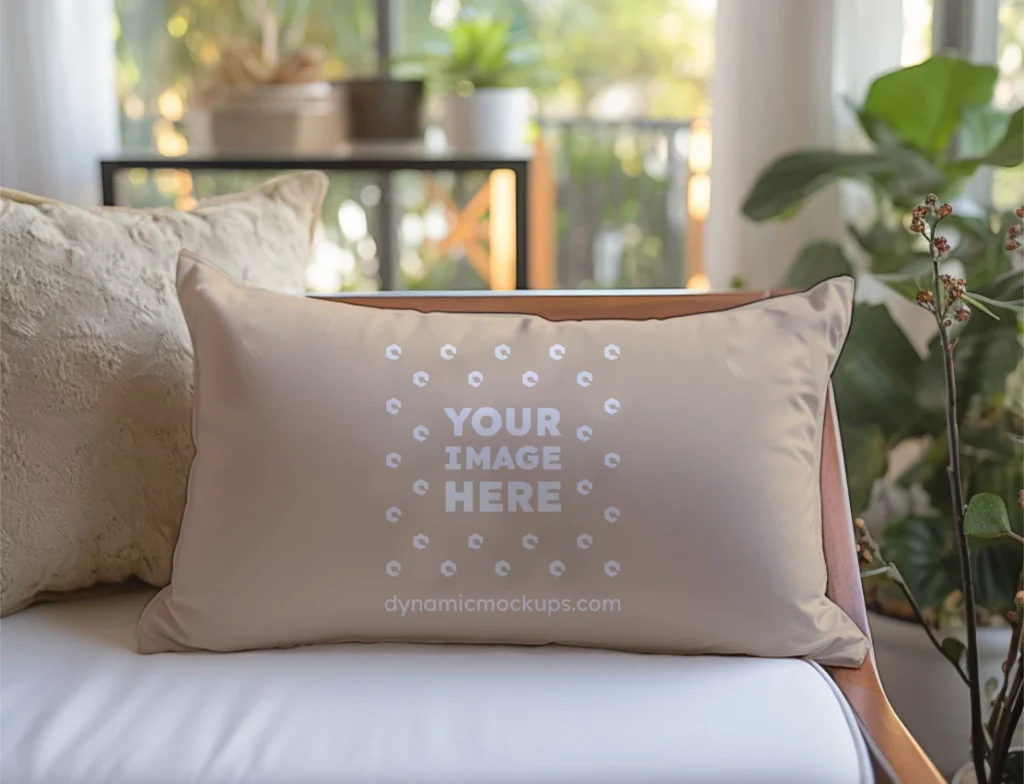 Beige Square Pillow Cover Mockup Template