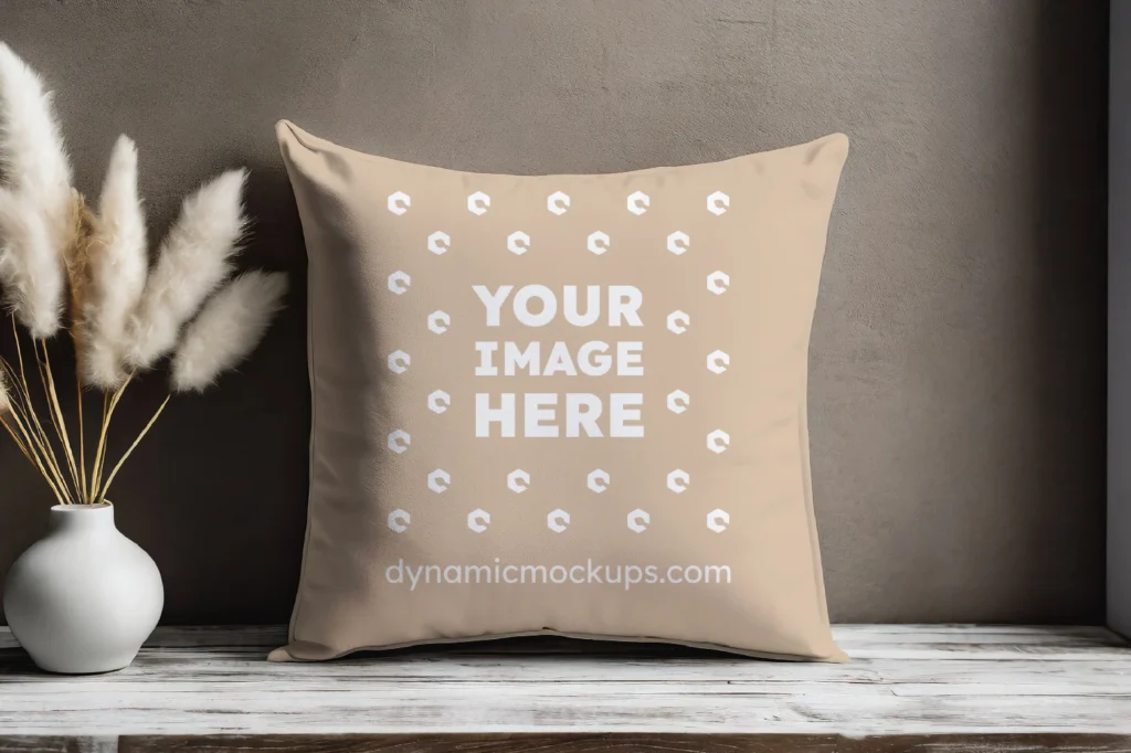 Beige Square Pillow Cover Mockup Template