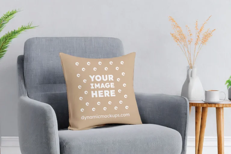 Beige Square Pillow Cover Mockup Template